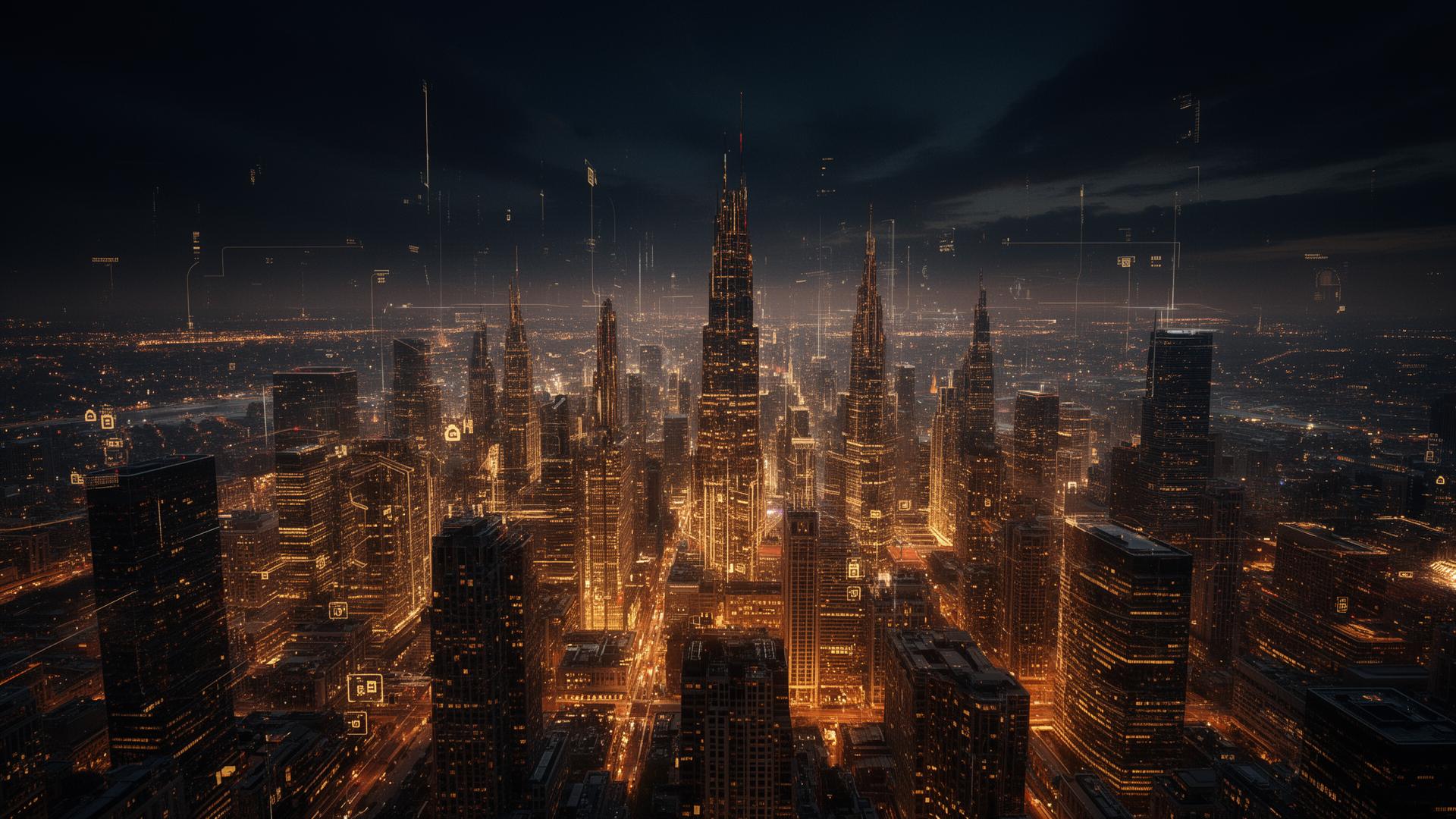 Global financial city skyline